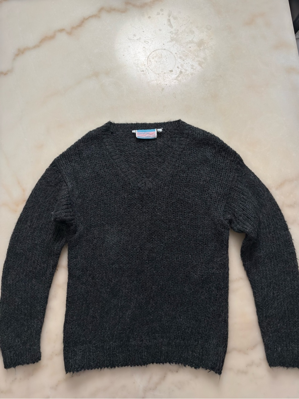 Vintage 80s Santa Cruz Fuzzy Pullover Knit Sweater Dark Grey Size M